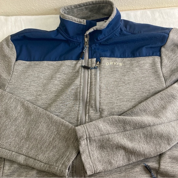 Orvis Jacket EGray Blue Bonded Mesh Full Zip Fleece Outdoors Men’s  Sz M - Picture 6 of 16